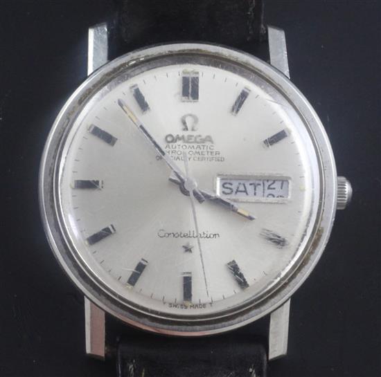 A gentlemans early 1970s stainless steel Omega Constellation automatic wrist watch,